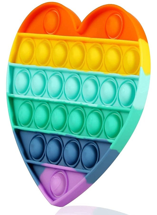 DealFry Push Pop Bubble Sensory Fidget Toy Set,Pop It Autism Special Needs Silicone Stress Relief Toy Popper Educational Toys for Family and Friends Rainbow Motor Kids (Heart) - Image 1